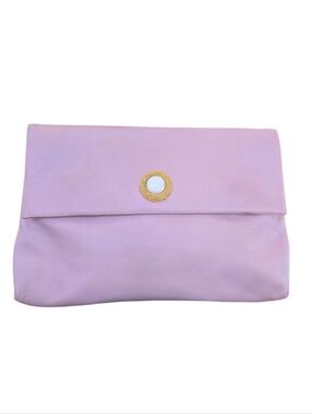 Italian Leather Pink Triple Compartment Convertible Vintage Clutch